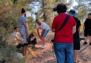 Imatge durant el rodatge a l'Ebre del film 'La Villa del Seis'
