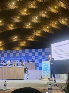 Georgina Matamoros durant els seus parlaments el passat 7 de novembre durant el Congrés Mundial de la JCI celebrat a Tunísia.