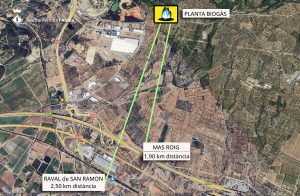 Imatge de la implantació de la planta de biogàs al polígon 32 – parcel·la 1 del terme municipal de Tortosa